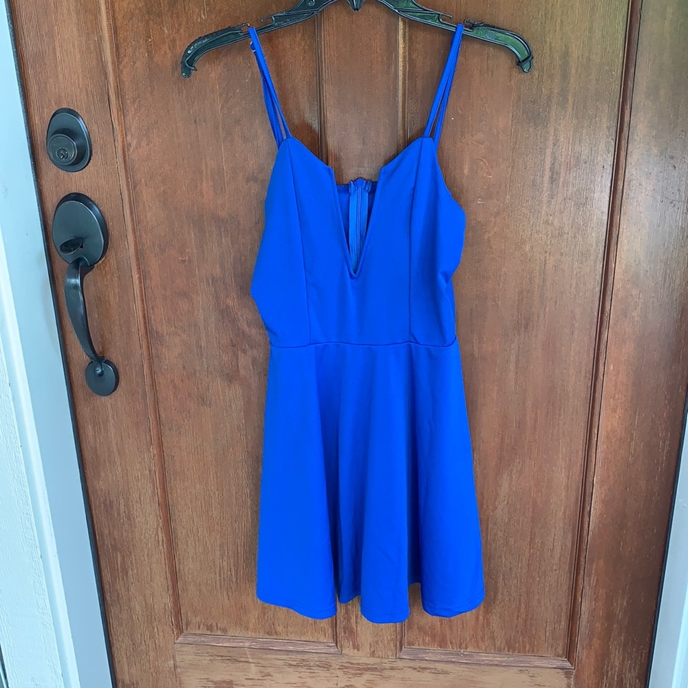 Deep vee peplum style dress